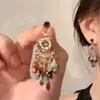 Uma Coleção de Itens Populares do Xiaohongshu! Brincos Longos de Flores com Franjas Estilo Férias de Verão, Brincos Casuais Estilo Doce e Brincos