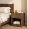 Mesita de noche moderna y minimalista para dormitorios, con un solo cajón, hecha de madera maciza, adecuada para apartamentos pequeños y hoteles