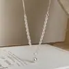 Collar con Cadena de Espiga de Trigo y Colgante de Perla Redonda para Mujer, Lujo Ligero, Versátil, Cadena de Clavícula de Gama Alta, Regalo 520 para Novia
