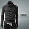 Camisa Base Gola Alta Manga Longa Tendência para Homens, Gola Sobreposta, Estilo Europeu e Americano, Nova Blusa Masculina Amazon T25