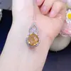 Colgante de Cristal Amarillo Natural Piedra Natural Color Natural Plata 925 Mano de Obra Fina Piedra Principal Incrustada 12*12mm