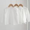 Camiseta elástica para niños y niñas, de algodón, de manga larga, para primavera, color blanco