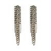 Pendientes largos con borlas y diamantes de aleación exagerados de moda europea y americana para mujer, pendientes de banquete con diamantes de imitación de hada súper a la moda, joyería para las orejas