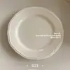Plato de encaje repujado vintage estilo Ins, plato de cerámica blanco puro, borde repujado francés, plato de cena estilo occidental, plato para postre y desayuno