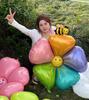 Coloração Bee Daisy Balão Sorridente Margarida Filme de Alumínio Grande Bilhete Vazio Bola de Folha de Alumínio Margarida Atacado