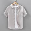 Camisa de Algodón Casual de Verano para Hombre Manga Corta Estilo Japonés Sencilla Moda Camisa de Algodón para Hombre Joven 8710