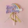 Inserto para Pastel Arcoíris Doble Nebulosa Rosa Láser Arcoíris Plug-in Globo de Color Bebé Un Año Pastel Insert