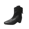 Botas Retro de Caballero para Mujer que Aumentan la Altura 5 cm, Novedad Otoño/Invierno 2026, Versátiles Botas Largas y Cortas con Tacón Grueso, Punta Cuadrada y Forma de V Desgastadas para Mujer