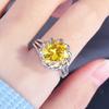 7.5 quilates tecnología de diamante amarillo de la suerte Diamante tesoro colorido anillo abierto femenino en vivo caliente diamante completo anillo de loto al por mayor