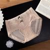 Ropa interior de encaje francés para mujer, seda de hielo de verano, algodón 10A, antibacteriana, entrepierna extendida, para dama, estilo puro, talla grande, venta al por mayor