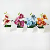 Nova Flor de Alta Simulação 4 Phalaenopsis Pequena Planta em Vaso Flores Brancas Bacia para Pés Sala de Estar Sala de Jantar Decoração de Mesa Flor Artificial