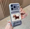 Funda de Teléfono de Cachorro Bordada en Mezclilla Compatible con iPhone 16 Pro Max Funda para Teléfono Apple 17 Funda de Cambio Rápido Electrochapada