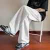 Pantalones deportivos rectos de seda helada de moda, pantalones holgados de pierna ancha, pantalones casuales texturizados frescos para hombre, estilo americano de verano, transpirables