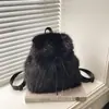 Bolso de Felpa para Mujer 2026 Otoño Nuevo Estilo Coreano Moderno Mochila para Salir a Diario Mochila Peluda Elegante
