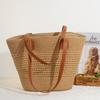 Nova Bolsa de Praia de Verão de Alta Qualidade Grande Capacidade Bolsa de Ombro Trançada Bolsa de Rattan e Palha Cesta de Legumes Bolsa Balde