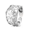 Yunchaoxuan Plata S925 Vintage Desgastado Hueco Flor Banda Ancha Único Diseño de Nicho Elegante Anillo Abierto Venta al por Mayor