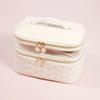 Bolsas Ripon Amazon, especial para cosméticos de piel sintética con acolchado de diamantes, doble capa, portátil, de viaje, de gran capacidad, de fábrica.