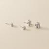 Pendientes de botón Bauhinia con flor de ciruelo incrustada en diamantes en plata de ley S925, pendientes de temperamento con flor esmerilada cepillada Alice para mujer E1000