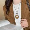 Nuevo Collar de Pluma de Bronce Zen Chino para Mujer Estilo Étnico Bohemio Doble Capa Cadena Larga para Suéter Accesorios