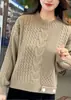 Nuevo suéter de cuello redondo para mujer, jersey, engrosado, vintage, corte holgado, adelgazante, de manga larga, patchwork, tejido básico, blanco