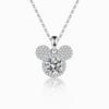 Colgante de Mickey en plata de ley 925 con diamantes de moissanita, estilo transfronterizo europeo y americano, collar combinable, cadena de clavícula ligera y lujosa de moda.