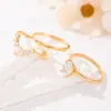 Novo Conjunto de Anéis de Cobre com Zircônia de Luxo Leve da Amazon para Mulheres, Anéis Lisos de Alto Padrão de Nicho Atacado
