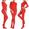 Ropa Interior Sexy Ye Zimei Ropa Base de Baile Medias de Seda Enterizas Calcetines de Terciopelo Engrosados Color Piel Manga Larga Abertura en la Entrepierna