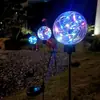 Lámpara de césped de cobre luminosa para jardín, patio, villa, patio, lámpara de pie decorativa, lámpara solar de caña con bola