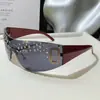 Gafas de Sol Transfronterizas de Nuevo Estilo con Incrustaciones de Diamantes y Montura Grande Gafas de Sol Estilo Milenio Europeo y Americano para Chicas Populares Gafas Lisas de Gama Alta