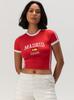 Camiseta de Verano de Manga Corta Streetwear Y2K de Ajuste Slim con Bordado de Letras Retro Casual