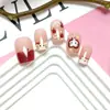 Unhas Usáveis Tendência Apple Kitty para Meninas Doces Unhas Curtas Feitas à Mão Arte de Unhas Falsas Adesivos Estilo Cute Ins