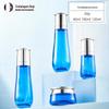 Boqi embalagem produtos para cuidados com a pele frasco de vidro tampa de prata azul loção óleo essencial creme conjunto frasco fabricante cabelo perfume bico