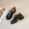 Mocasines Retro con Cinturón de Cuero de Boca Profunda para Mujer Primavera 2026, Cuero Suave Simples para el Trabajo Tacón Grueso Slip-On Zapatos de Cuero Estilo Británico