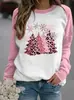Sudadera con Estampado de Papá Noel de Navidad 24 Casual Manga Larga Cuello Redondo Bloque de Color Moda 3D Para Mujer Estampado 3D Tridimensional