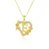26 Collares con Letras Inglesas para Mujer, Colgante de Flor en Forma de Corazón con Diamantes, Cadena para Clavícula de Diseño Único, Accesorio Versátil de Lujo Ligero