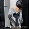 Versión Coreana Novedad Otoño e Invierno Estilo Perezoso Holgado Ambiente de Lazo Espalda Descubierta Suave Conjunto de Suéter de Punto