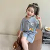 Traje Polo para Niñas Ropa de Verano 2024 Nuevo Estilo Moda de Verano para Niños Ropa de Bebé Niña Conjunto de Dos Piezas
