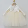 Vestido para Meninas, Vestido Princesa Infantil Outono e Inverno, Conjunto de Duas Peças com Jaqueta de Manga Longa, Vestido para Daminha de Primeira Festa de Aniversário