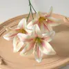 Flor Artificial Lirio de Cinta de 3 Cabezas Impresa en 3D Pared de Flores Decorativa para Salón de Bodas Flor Artificial Accesorio de Fotografía Venta al por Mayor desde el Fabricante