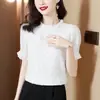 Camisa de Encaje Bordado Nueva de Verano, Camisa Base Europea de Moda, Top Versátil para Mujer