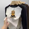 Ropa interior básica para niñas Otoño e Invierno 2026 Nuevo estilo Camiseta de manga larga de forro polar térmico para niños Bloque de color cálido Top casual para niña pequeña