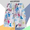 Pantalones de Playa para Hombre de Secado Rápido con Flores Vacaciones en la Costa Pantalones Cortos Sueltos Talla Grande de Cinco Puntos Pintura al Óleo Casual Bañador