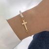 Joias Transfronteiriças Europeias e Americanas Bracelete de Camada Única de Pérola Imitação Simples Barroca Pulseira de Contas Étnica Vintage com Cruz
