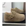 Novos e Versáteis Sapatos Birkenstock de Pelo 2026 para Mulheres, Sapatos Birkenstock de Pelúcia de Inverno com Sola Grossa e Aumento de Altura, Totalmente Fechados e Quentes