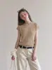 Conjunto Estilo Coreano Solto Falso Duas Peças Gola V Malha Manga Curta Verão Feminino Fino Tricô de Seda Gelada Camiseta