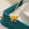 Collar de Acero de Titanio con Estrella de Cinco Puntas de la Suerte para Mujer, Diseño Artístico Retro de Nicho, Cadena para Clavícula Chapada con Galvanoplastia de Oro Real de 18K