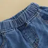 Traje de Verano para Niñas Transversal con Estampado de Letras Shorts de Mezclilla para Niñas