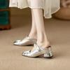 Sandalias de Exterior Baotou para Mujer 2025 Estilo Nuevo con Falda, Estilo Suave para Personas Bajas, Zapatos de Tacón Suave de Cuero con Plataforma Interior para Mujer