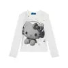 Linda Camiseta de Manga Larga con Estampado de Hello Kitty para Mujer, Nueva Tendencia Primavera 2026 Marca Ajustada Versátil Top Básico