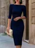 2026 Amazon Transfronterizo Estilo Europeo y Americano Ropa para Mujer Vestido Ajustado al Cuerpo de Manga Media Elegante para el Trabajo Vestido Formal Mujer